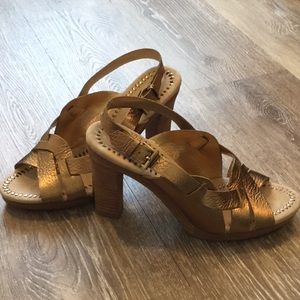 Gold strappy shoes